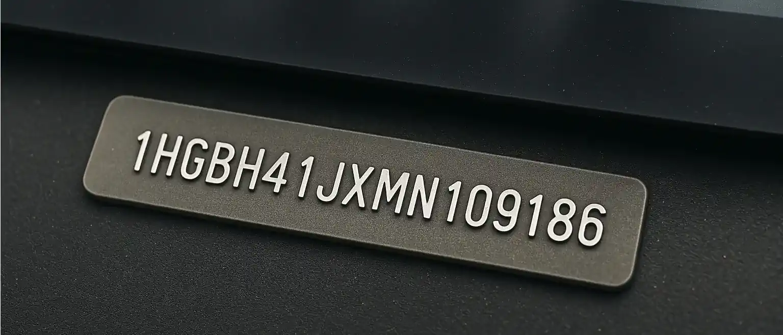 Exemplo de VIN para verificação do histórico do veículo